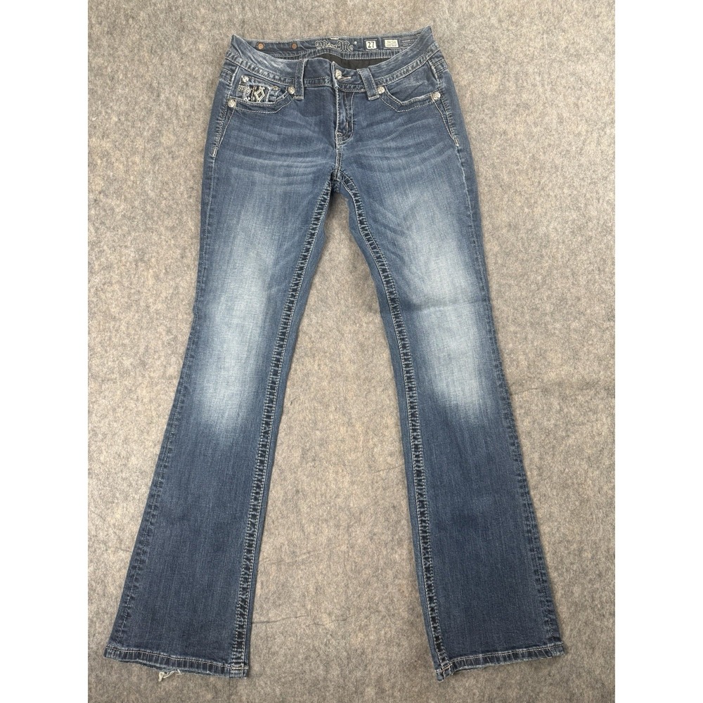 Miss Me Mid Rise Easy Boot Jeans Womens 27 Blue Medium Wash Stretch Denim